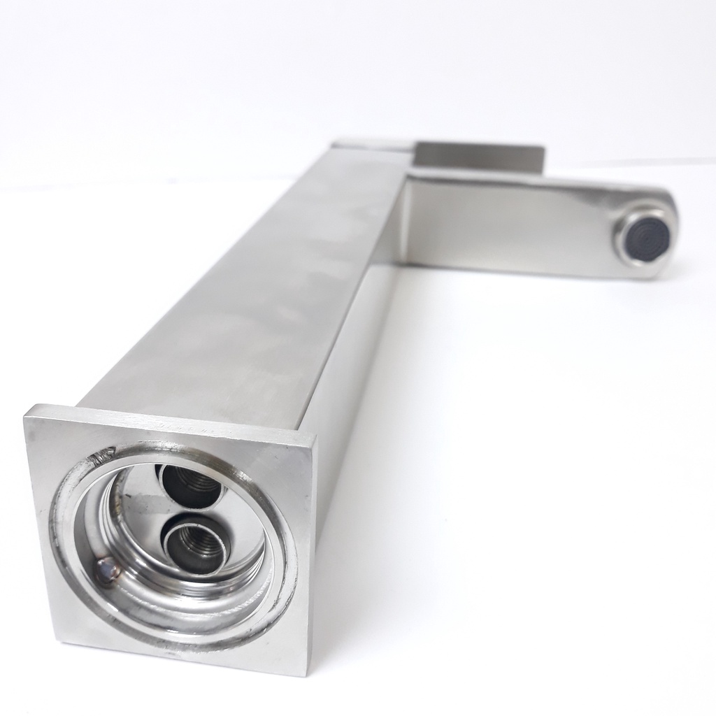 Vòi lavabo nóng lạnh inox 304 trụ vuông 30cm trắng mờ đặc trưng inox phay cao cấp, sang trọng, lịch lãm