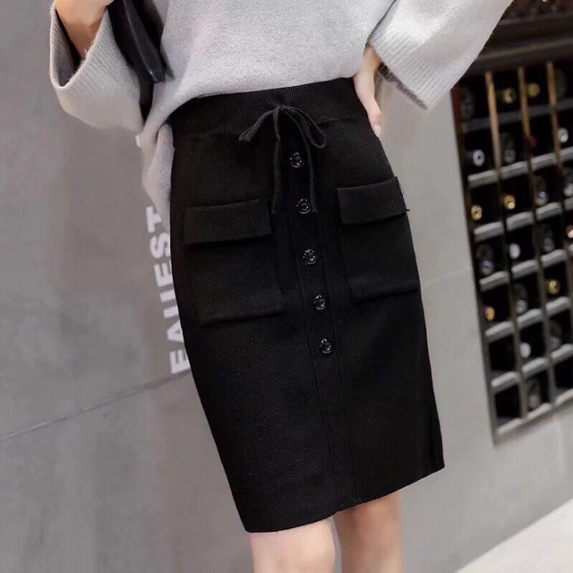 Chân váy len , có túi. - Form đẹp