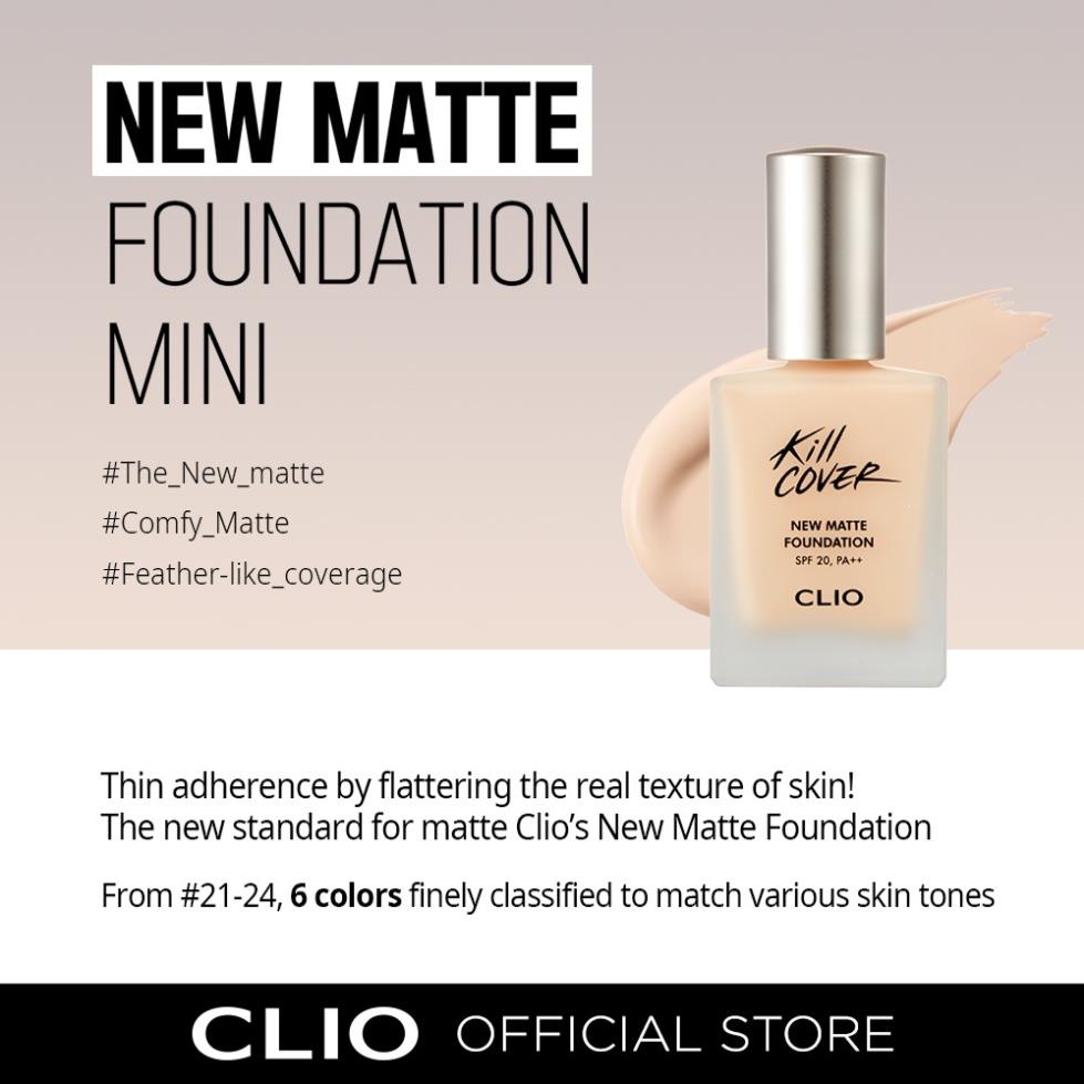 Kem nền CLIO New Matte SPF20 PA++ mini 15g dòng Kill Cover New tông lì dễ tán cao cấp