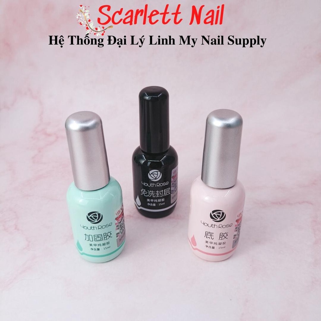 Sơn Top Base Hoa Hồng Cứng Móng Youth Rose - chuyên dụng cho dân làm móng