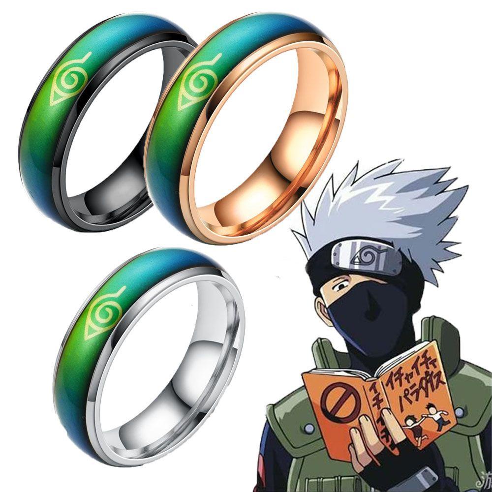MXGOODS Nhẫn Họa Tiết Naruto Đổi Màu Theo Nhiệt Độ Phong Cách Hip Hop Cổ Điển Thời Trang Cho Nam Và Nữ