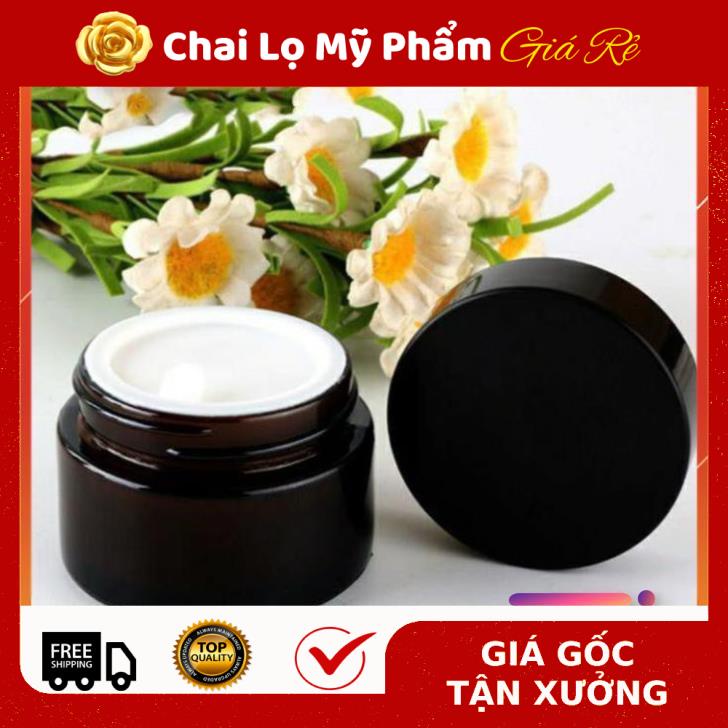 Hủ Đựng Kem ❤ RẺ VÔ ĐỊCH ❤ Hũ đựng kem thủy tinh nâu 30g,50g ,Hũ chiết mỹ phẩm , chai lọ chiết mỹ phẩm .