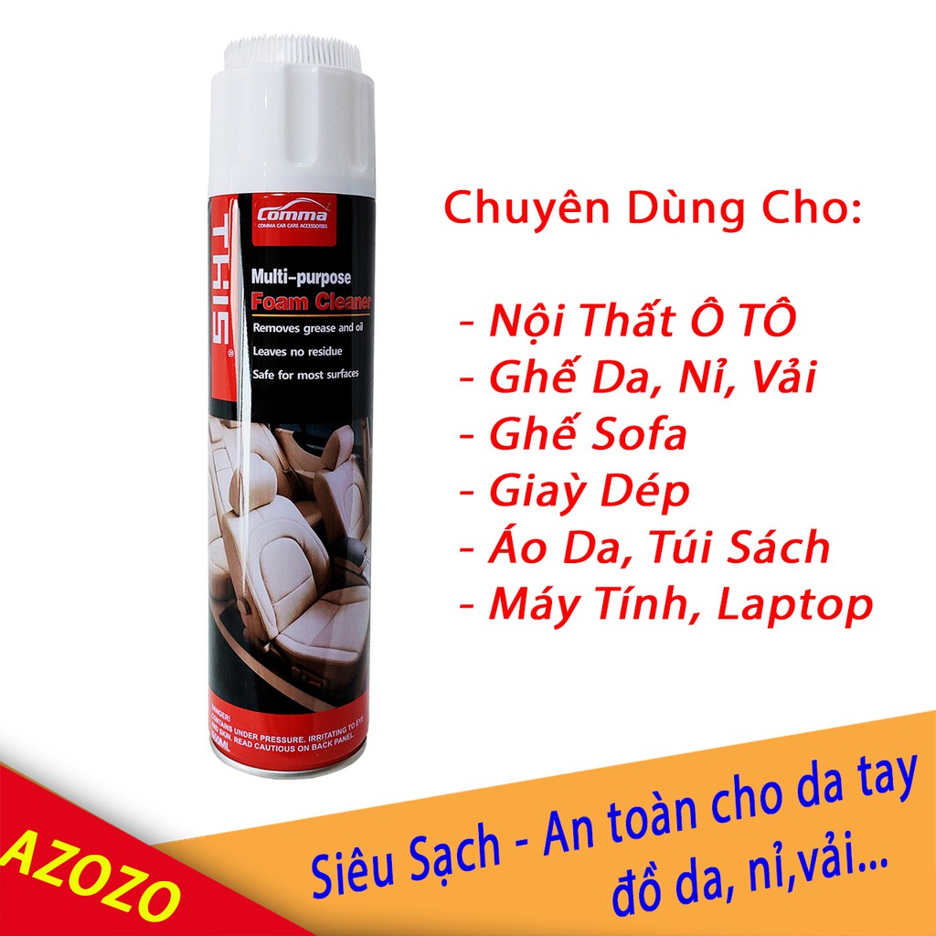 Vệ sinh nội thất ô tô - Làm sạch ghế Sofa - Tẩy ghế da, ghế Nỉ, Ghế Vải Foam Cleaner Chính Hãng THIS nhập khẩu AZOZO