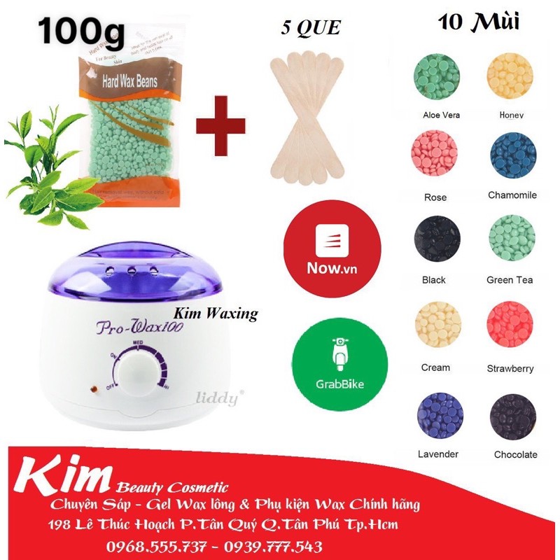 Nồi nấu sáp wax Pro 100 kèm 100g sáp hard wax beans full 6