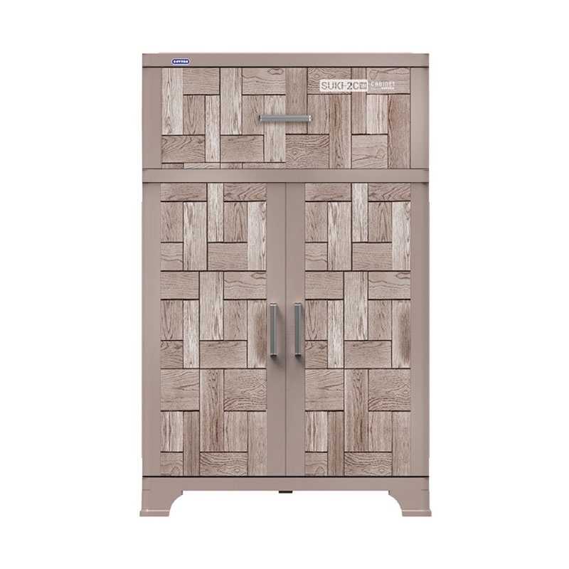 Tủ Giày Suki II 2 Cánh + 1 Ngăn Nguyên Đựng Đồ ,Cánh dưới 4 tầng để Giày Dép GIẢ GỖ - Nhựa Duy Tân