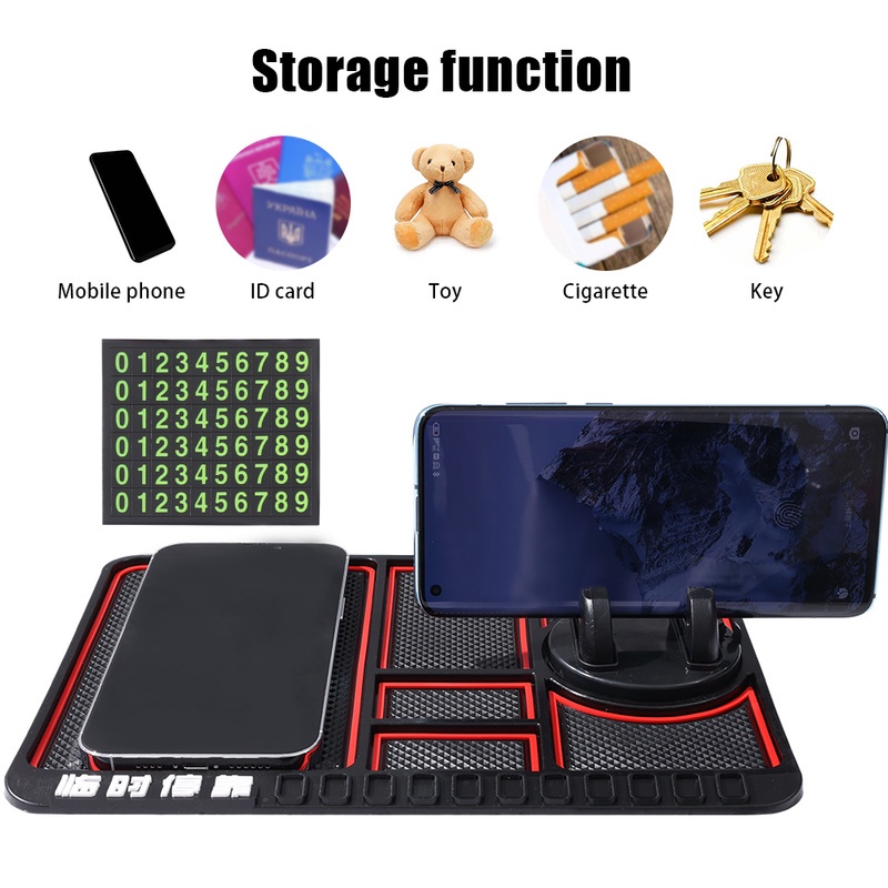 Thảm Dán Bảng Số Điện Thoại/Thẻ Đỗ Xe Hơi 4 Trong 1 Chống Trượt Đa Năng