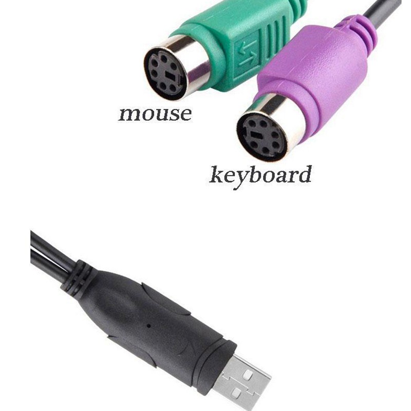 2PCS PS2 to USB Adapter Cable Dual PS2 Female to USB Male Converter Adapter for PC Laptop Mouse Keyboard