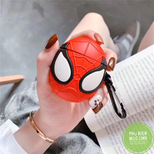 Vỏ bọc silicon Airpods 1 2 SPIDER MAN  cho hộp sạc tai nghe Bluetooth Airpod 2 NGƯỜI NHỆN