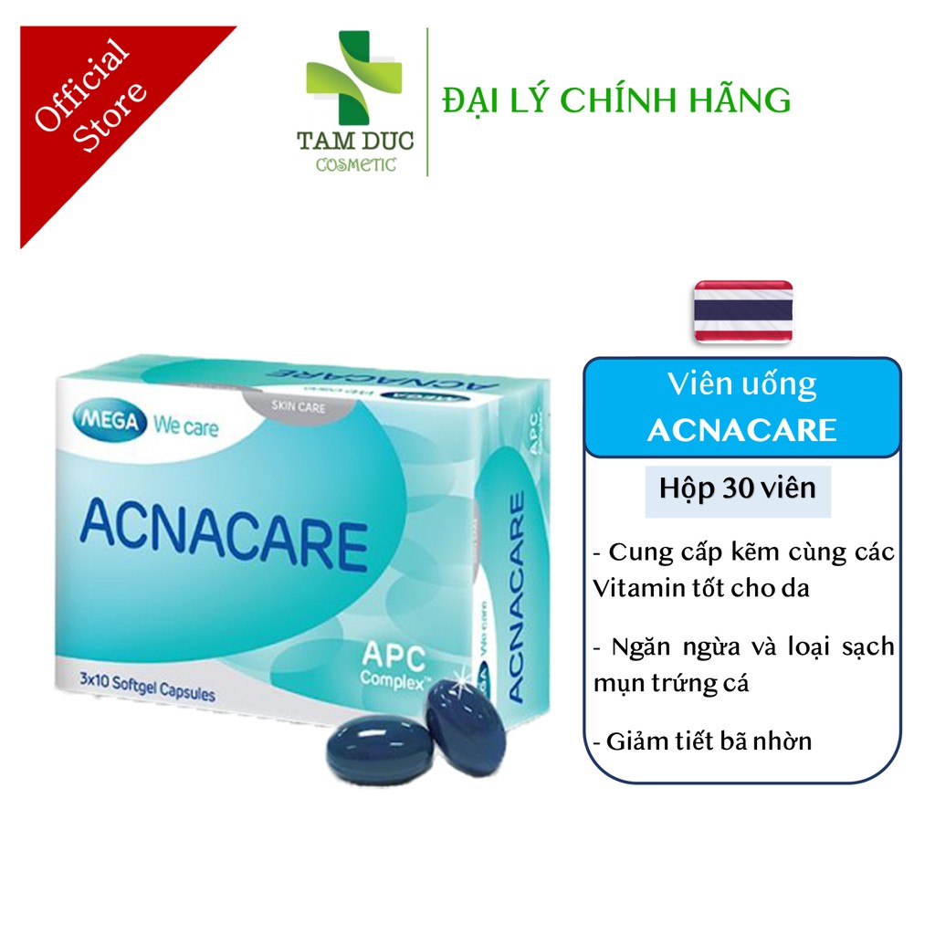 Viên Uống ACNACARE Hỗ Trợ Ngừa Mụn Trứng Cá, Kiểm Soát Nhờn - Mega we care [Hộp 30 viên]