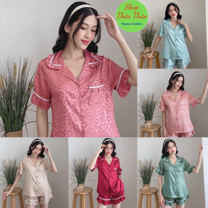 Đồ Bộ Mặc Nhà Đồ Bộ Pijama Gấm Cao Cấp Mặc Mát Quần Đùi Mẫu Mới Có Big Size 2XL🎀Giảm 10K Đơn 200K