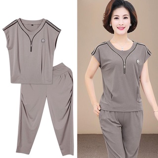 ❃> Bộ quần áo phụ nữ trung niên và cao tuổi 40-50 tuổi mặc mùa hè ngắn- Áo sơ mi mùa hè có tay cho người trung niên và n