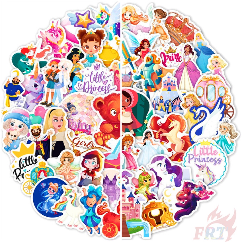 Bộ 100 Cái/Bộ ❉ Miếng Dán Trang Trí Hình Công Chúa Xinh Xắn ❉ Sticker Dán Tường Chống Thấm Nước Thời Trang
