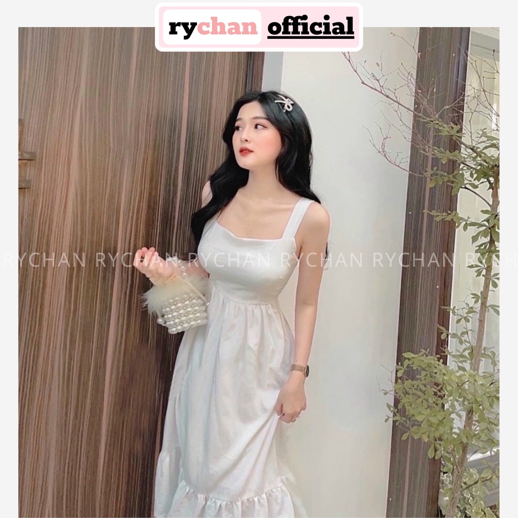 Đầm Trắng Đi Dạo Biển Nơ Lưng Đuôi Bèo Siêu Sang , Đầm Trắng Đi Biển 2 Dây - DX444