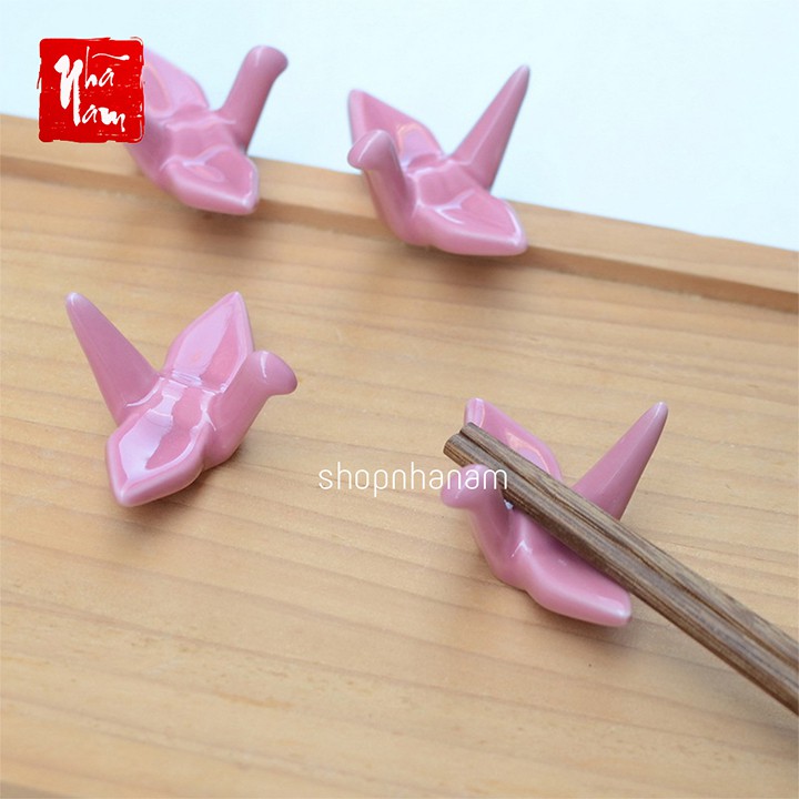 Hạc origami gốm sứ gác đũa bàn ăn