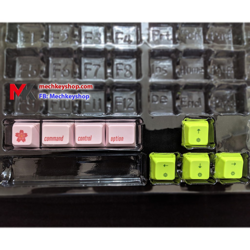 Bộ nút Keycap GK64 GK64s chất liệu PBT in Dye Sub (Trắng phối vàng chữ nhỏ)