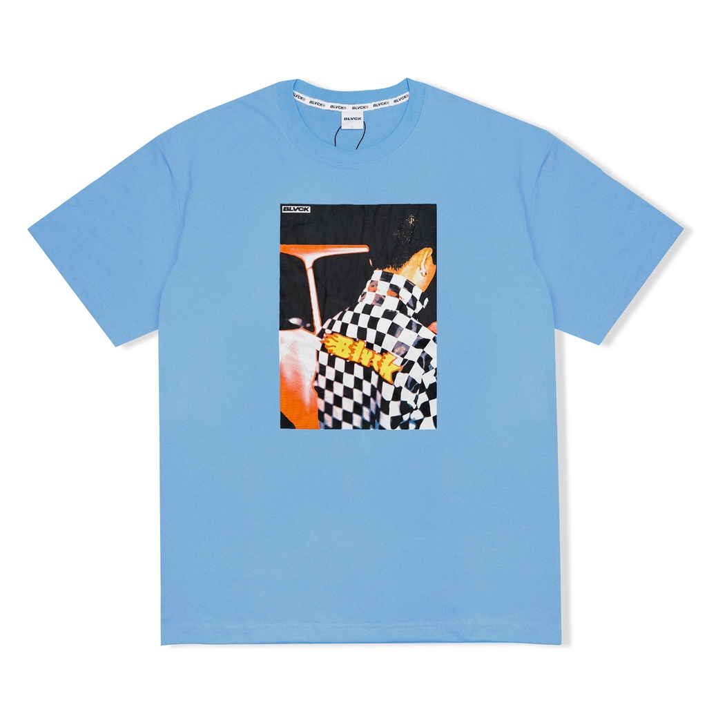 áo thun BLVCK, in họa tiết Racing Vintage T-shirt 2 màu Babyblue/ Trắng