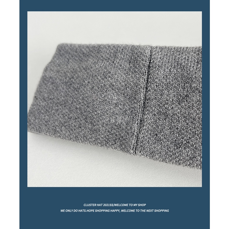 Băng đô len bản rộng in chữ phong cách Nhật Bản thời trang thu đông cho nữ