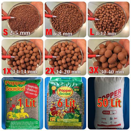 Combo đĩa lót, xẻng, sỏi nhẹ, perlite