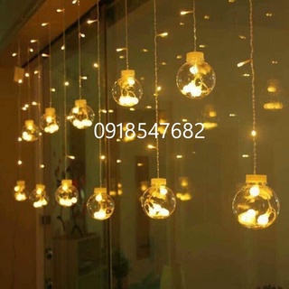 Đèn trang trí tết đèn nháy rèm hình bóng nhiều hiệu ứng sáng dài 4m có 10-12 quả