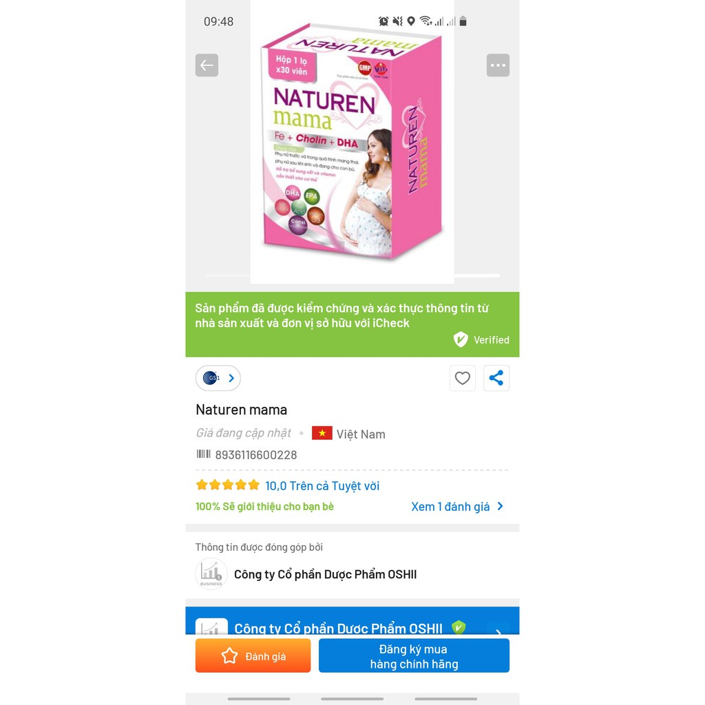 Viên Sắt Cho Cho Bà Bầu NATURENMAMA - Bổ sung sắt và các vitamin khoáng chất tốt cho bà bầu