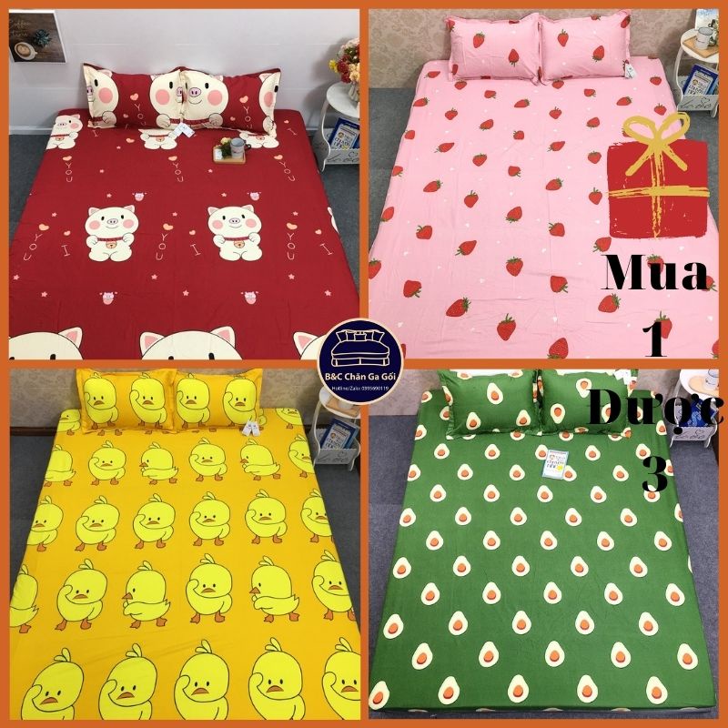 [Quà tặng đơn từ 50k] Ga giường - Drap nệm cotton poly B&C full mẫu đủ size