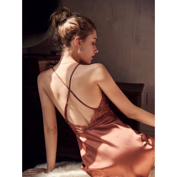 Váy ngủ 2 dây lụa phối ren ST25 | BigBuy360 - bigbuy360.vn