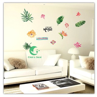 Decal dán tường Hoa lá tươi mát