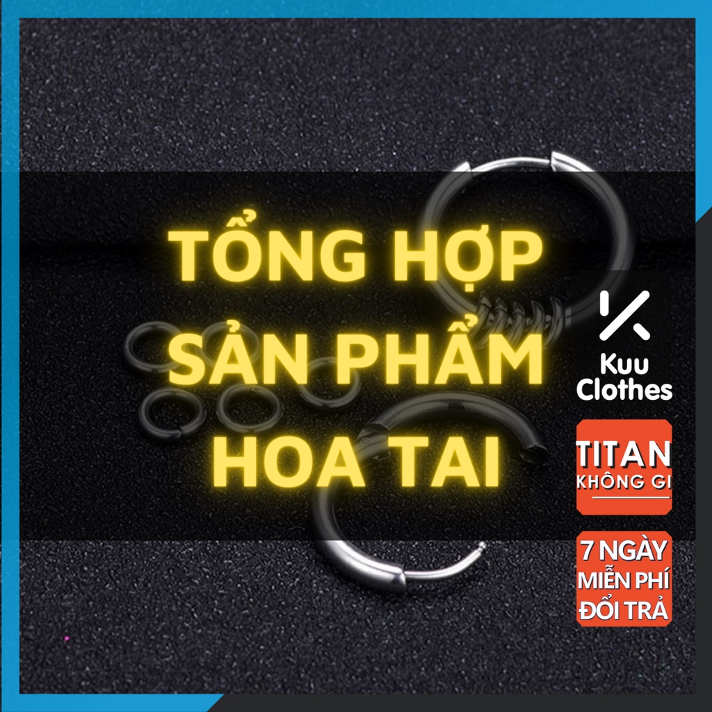 Khuyên tai nam tròn KuuClothes màu bạc đen đơn giản đẹp nhỏ xinh - HT Tổng hợp