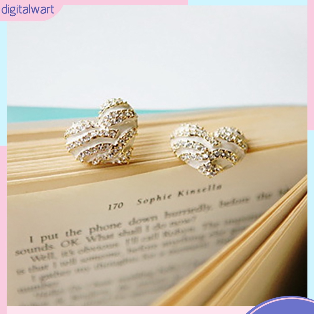 Cặp khuyên tai trái tim đính đá quý nhân tạo lấp lánh sang trọng cá tính dành cho nữ