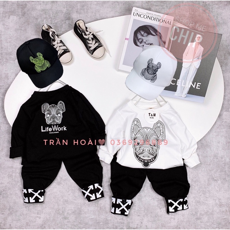 BỘ COTTON CON CHÓ HÓT HÍT(kh mũ)