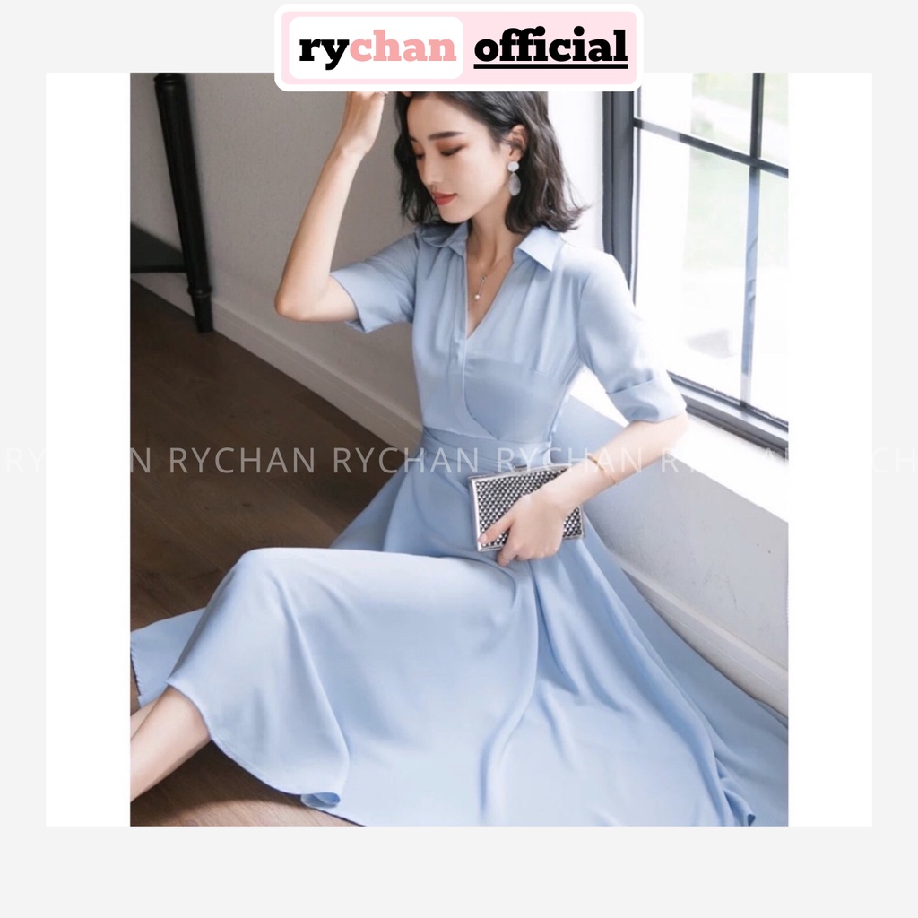 [ẢNH THẬT CUỐI] Đầm Xòe Công Sở Đắp Chéo Buộc Eo - DX538