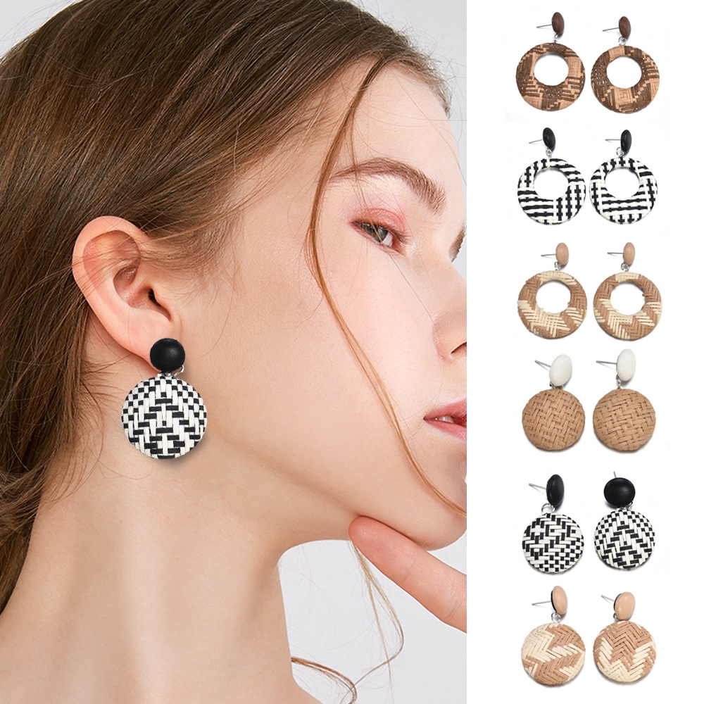 Khuyên tai đan tre phong cách Bohemian cổ điển thanh lịch dành cho nữ