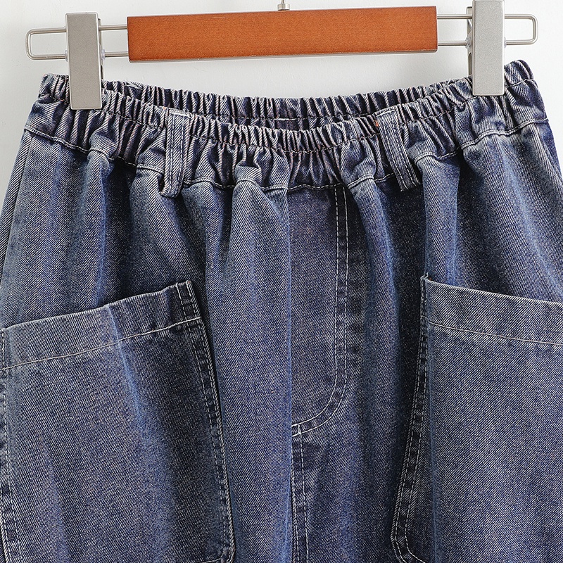 B329 Quần bò bigsize cạp chun gấu quần phối màu thời trang