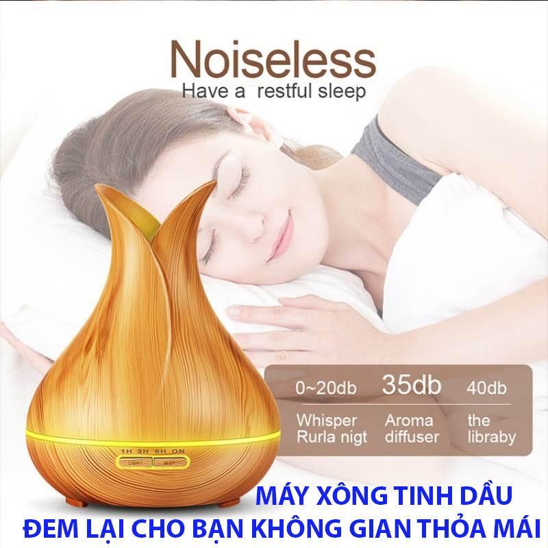 Máy phun sương,tạo ẩm,Máy Xông Tinh Dầu Phun Sương Hình Búp Sen 400ml Cao Cấp,hoạt động nhẹ