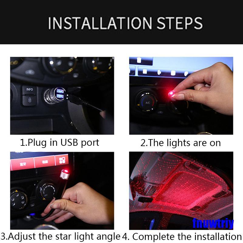[COD]USB Car Interior LED Light Roof Room Atmosphere Starry Sky Lamp Star Projector