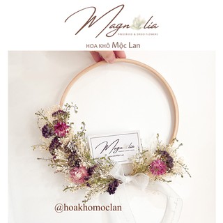 Vòng hoa khô treo tường trang trí nhà cửa phòng ngủ phong cách Bắc Âu vintage