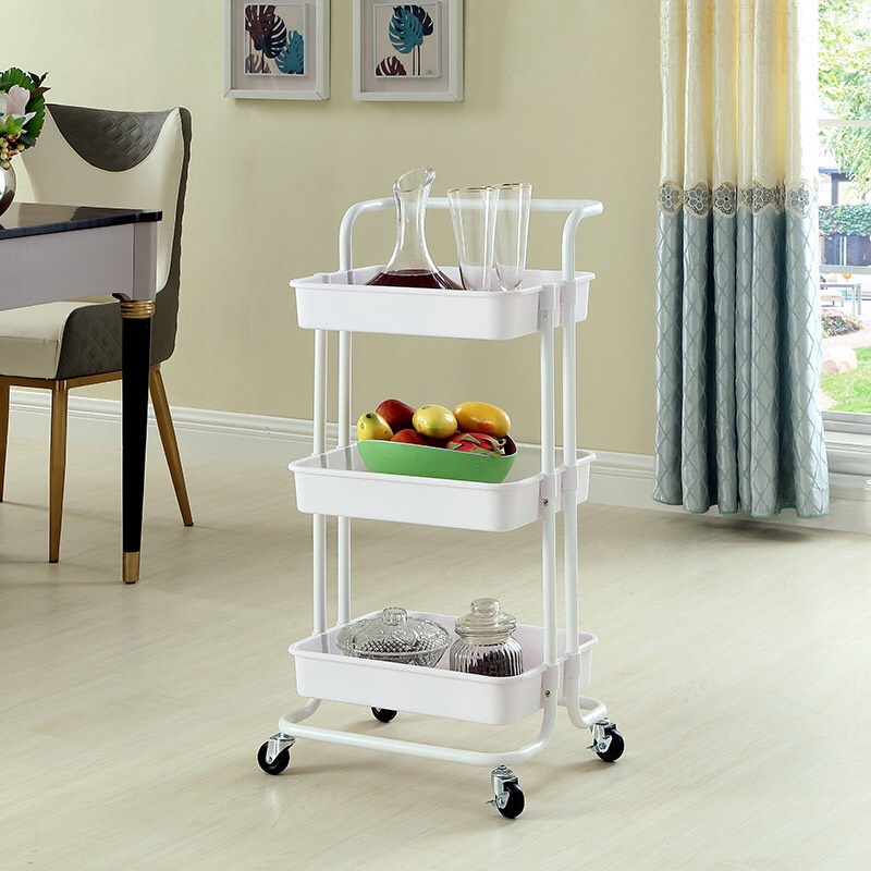 Kệ Bỉm Sữa Trắng 3 Tầng Loại Tốt Lắp Ráp Xe Đẩy Đồ Phòng Khách Phòng Bếp Chắc Chắn Loại 1