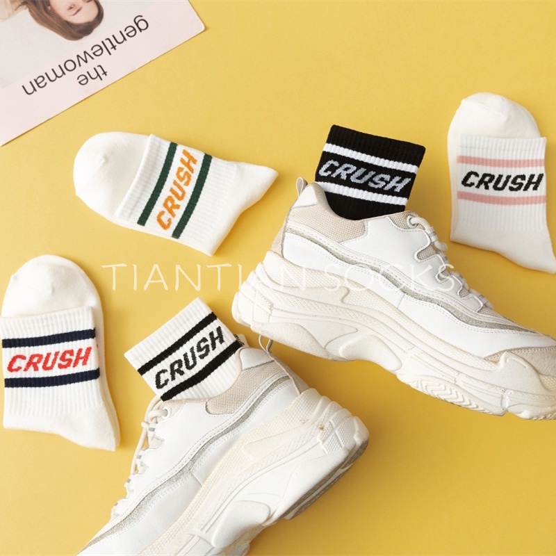 TIAN TIAN T105 Tất nữ cổ cao Đôi vớ thể thao thấm hút mồ hôi phong cách Hàn Quốc