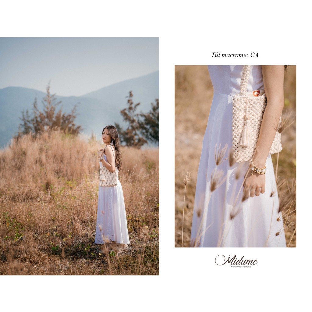 Túi xách đeo vai Macrame phong cách boho chic, vintage