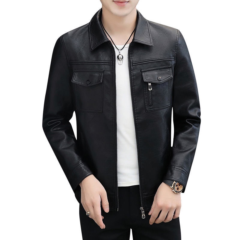 Áo khoác da dáng ôm thời trang cá tính trẻ trung cho nam kiểu Hàn Quốc