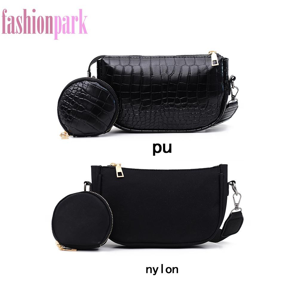 (FAS)Retro Women Pure Color Alligator Pattern Shoulder Bag Purse Composite Bags