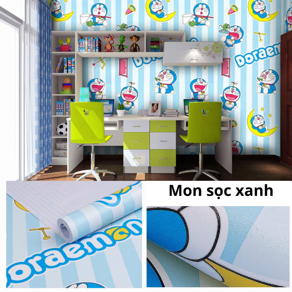 3 Mét giấy dán tường doremon có keo sẵn khổ rộng 45cm, giấy decal dán tường doraemon phòng ngủ cho bé - Lala Mart