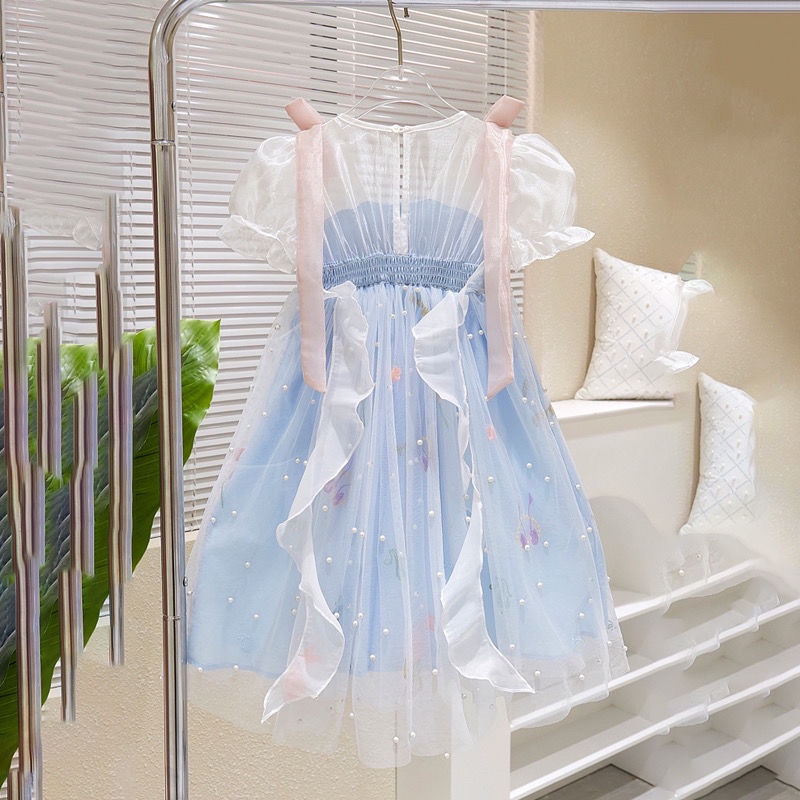 Đầm Công Chúa Kiểu Hán Phục Trung Hoa Chất Liệu Chiffon Có Size 90-140 Dành Cho Bé Gái