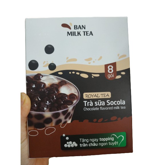 [Hộp 8 set] Trà Sữa Trân Châu Royal Tea Tự Pha Vị Socola (Kèm Trân Châu)