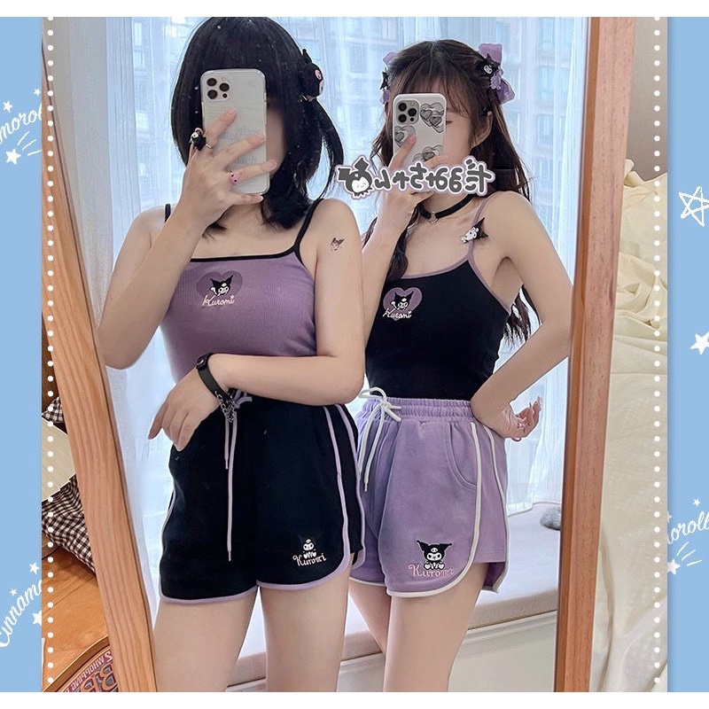 [Có sẵn] Quần Đùi Ngắn Thêu Hình Oh My Melody Màu Pastel Siêu Đáng Yêu