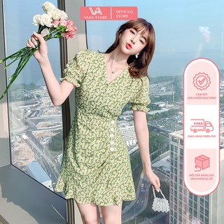 Váy Hoa Nhí, Đầm Nữ Eo Đính  Chất Voan Mềm Phong Cách Hàn Quốc Siêu Hot VN03