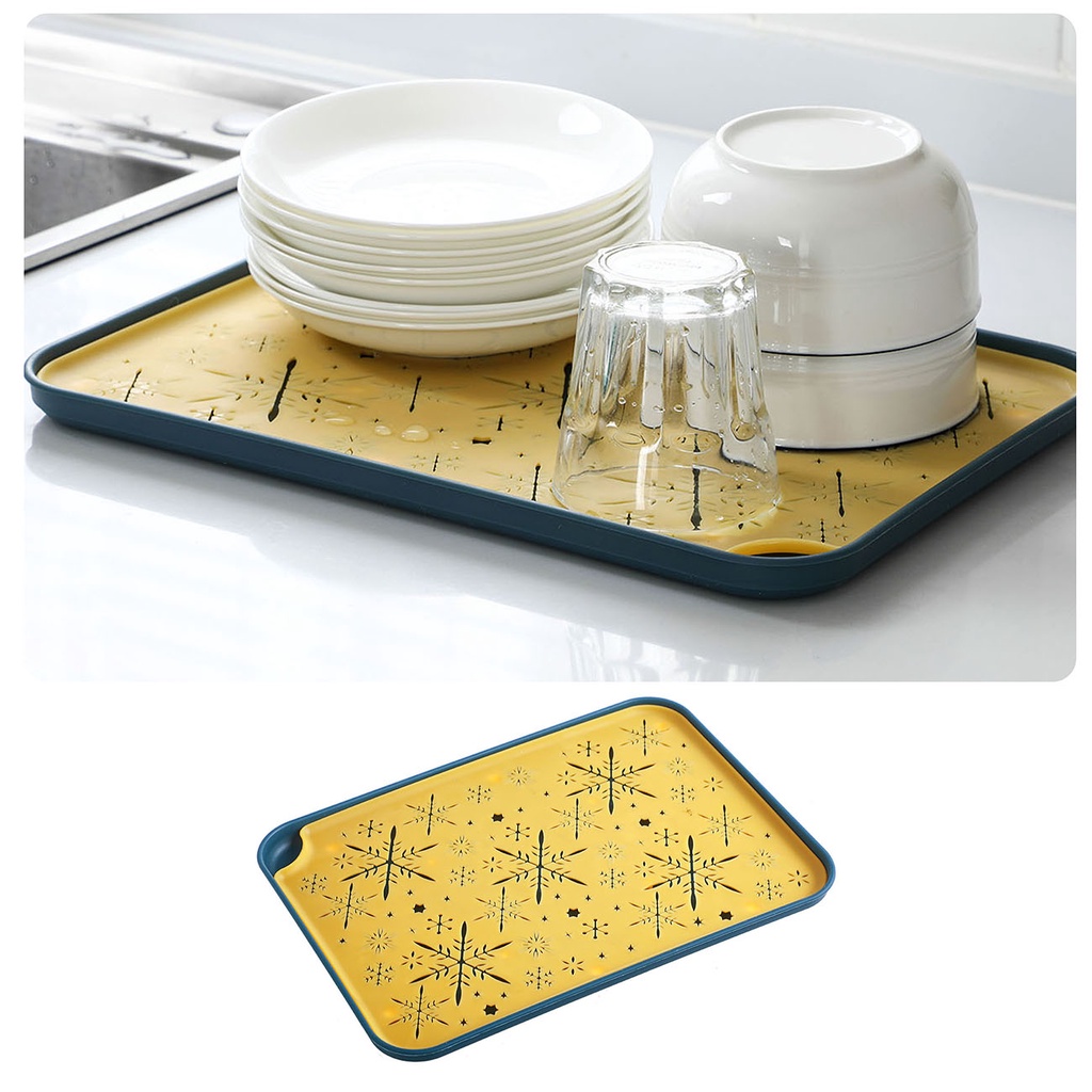 Khay nhựa để cốc JUJIAJIA hình chữ nhật hai lớp tháo rời được có lỗ thoát nước sáng tạo