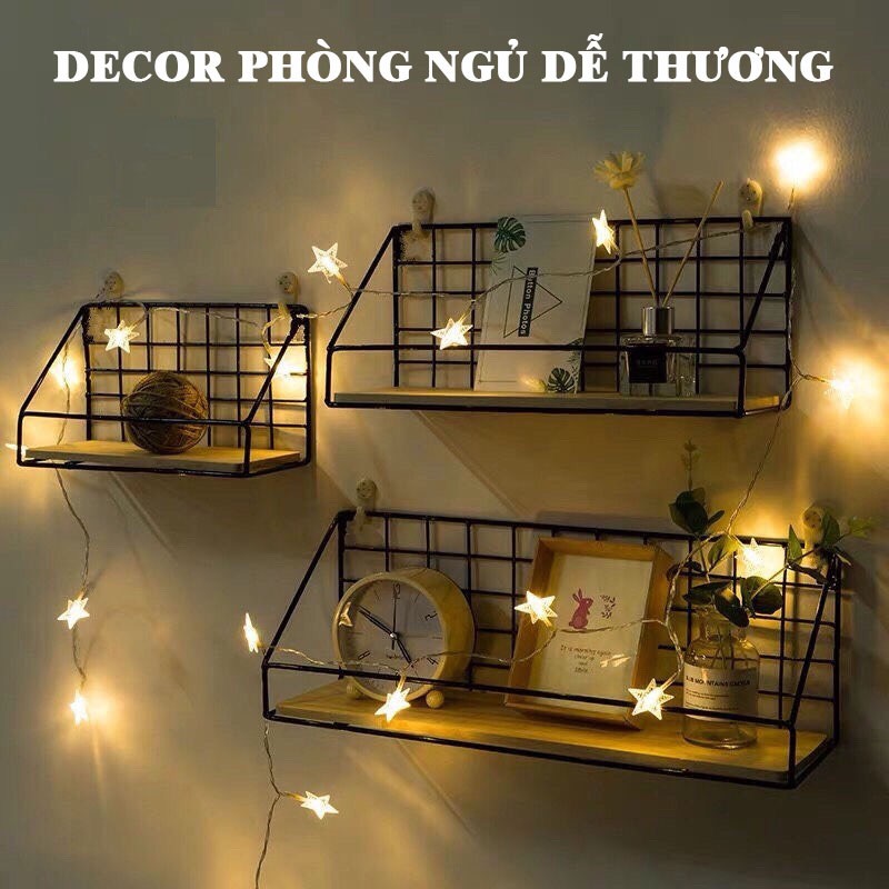 Kệ treo tường trang trí, kệ lưới sắt decor phòng ngủ phòng khách, giá để đồ treo tường đa năng, Tặng kèm 02 đinh 4 chân