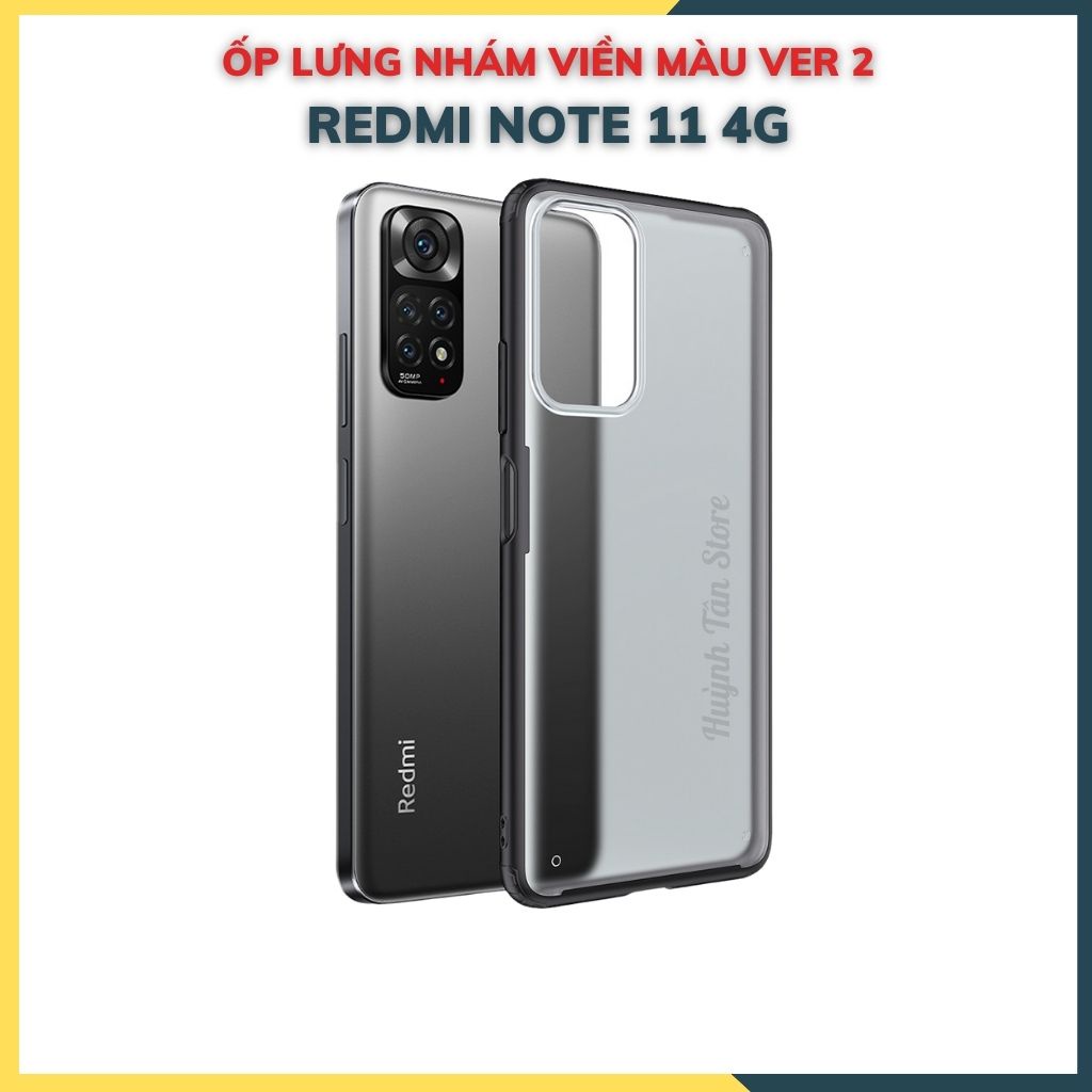 Ốp lưng redmi note 11 4g chống sốc bảo vệ camera chống vân tay nhám viền màu ver 2 phụ kiện điện thoại huỳnh tân store