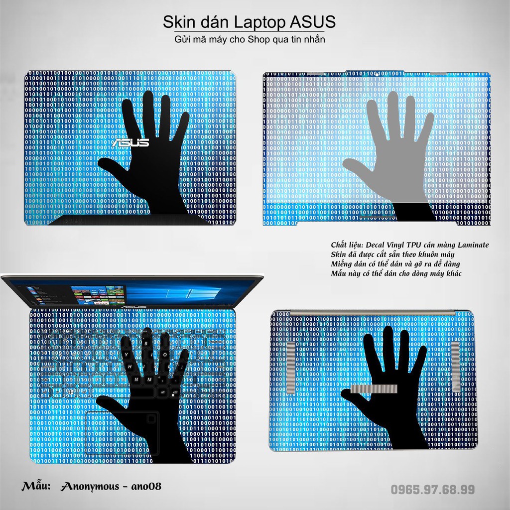 Skin dán Laptop Asus in hình Anonymous _nhiều mẫu 2 (inbox mã máy cho Shop)